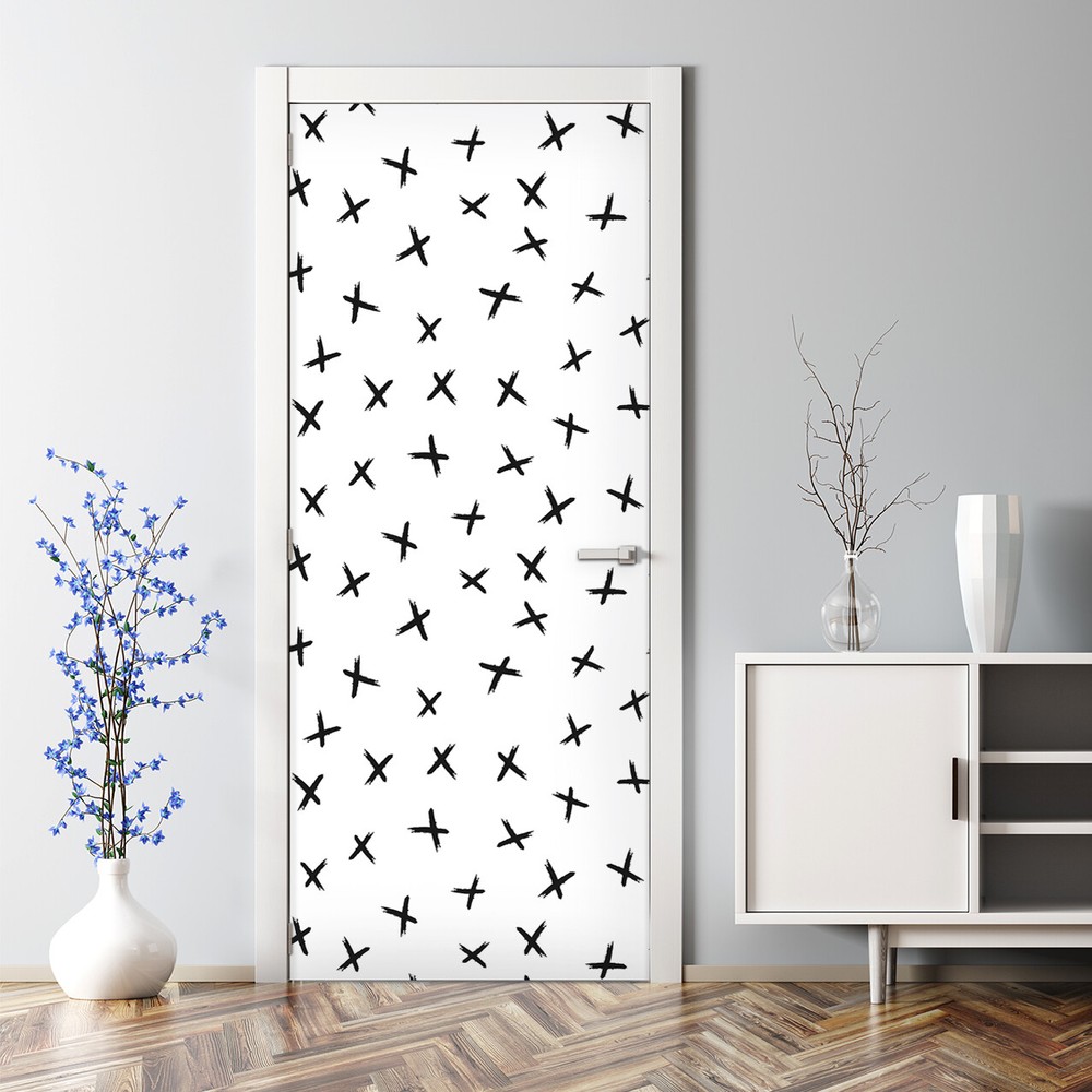 Hand Drawn Cross Brush Bubble Free Door sticker Decal Home Decor Decal