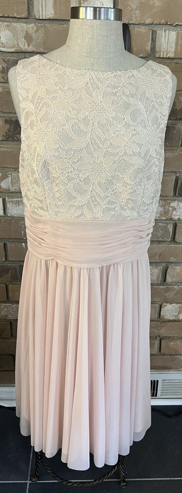 JH Evenings Beautiful Pale Pink Lace Chiffon Elegant Cocktail Dress Womens Sz 14