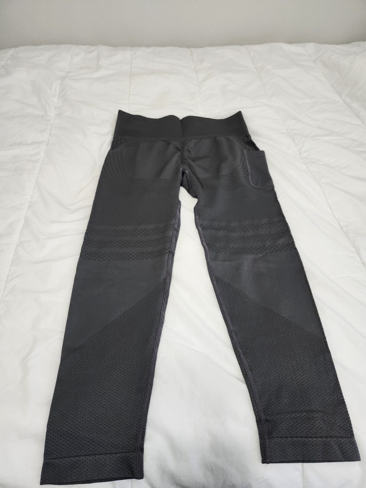 Women’s Gray High Rise Seamless Yoga Leggings w/ Pockets, Stretch, XXL