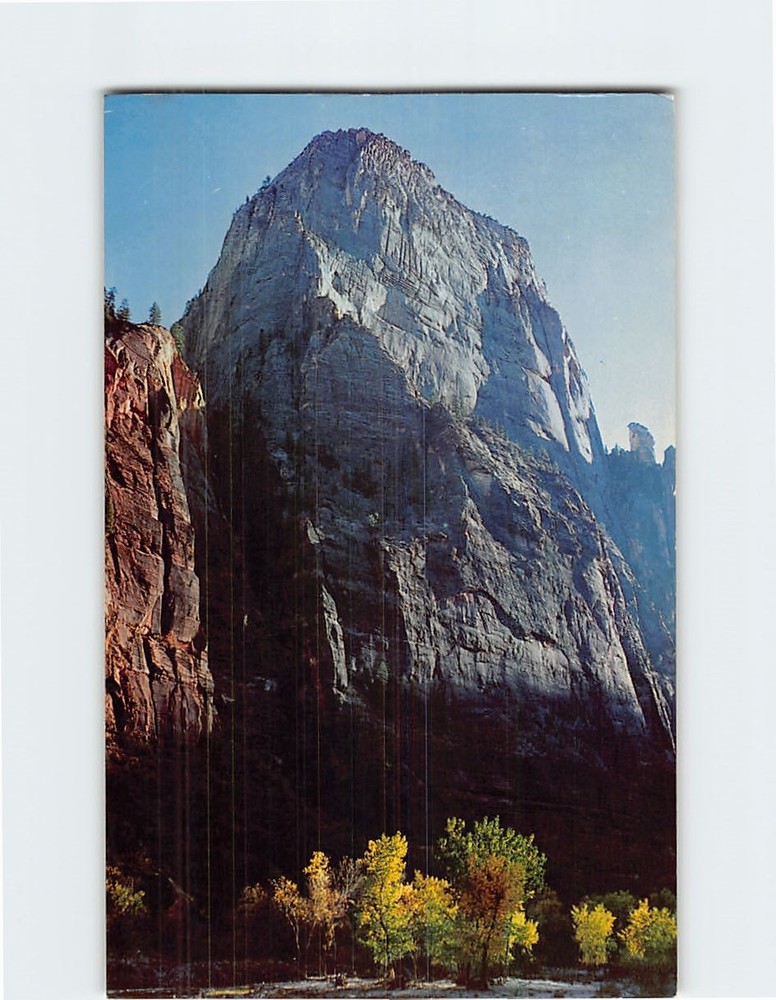 Postcard The Great White Throne from Virgin River Autumn Zion National Park Utah