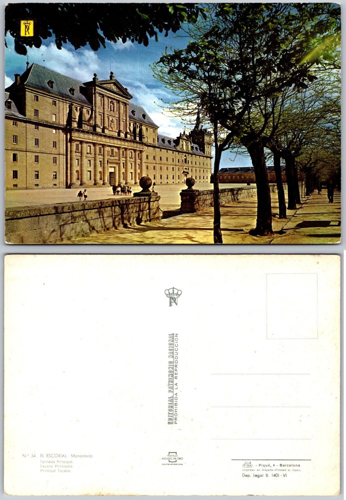 Continental El Escorial Monastery Postcard