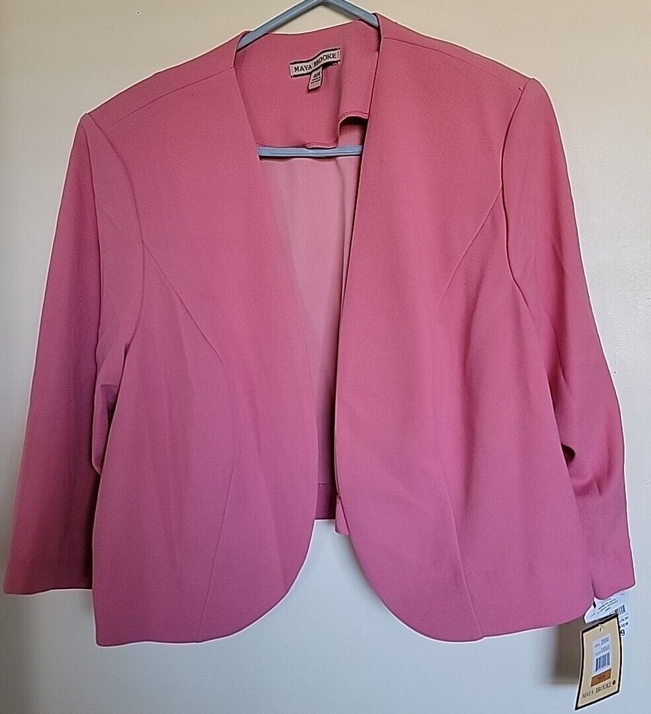 Maya Brooke Women's Size 16W Pink Open blazer Jacket NEW