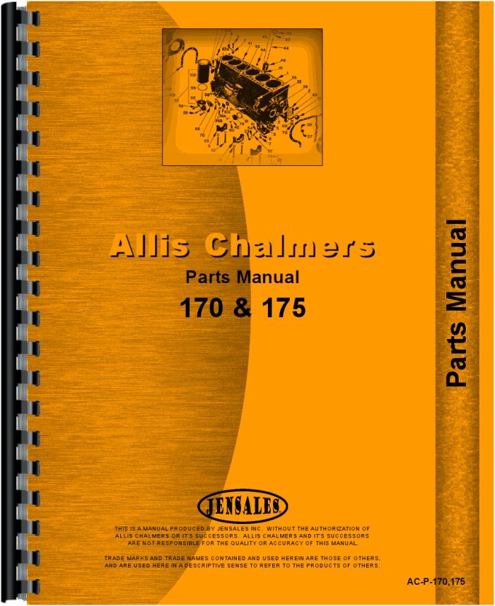Allis Chalmers 170 175 Tractor Parts Manual AC-P-170 175 Repair Guide