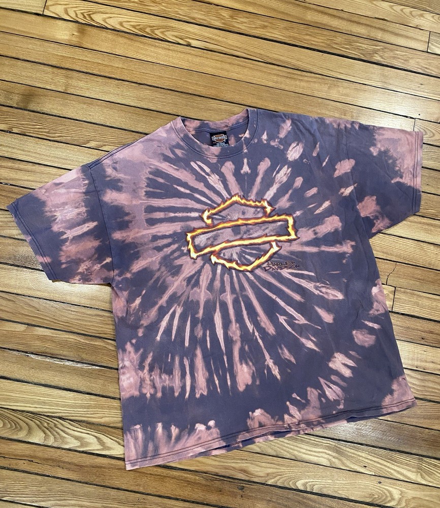 Harley Davidson Xxl Tye-dyed Orlando Florida Tshirt Y2K Vintage Motorcycle Rare