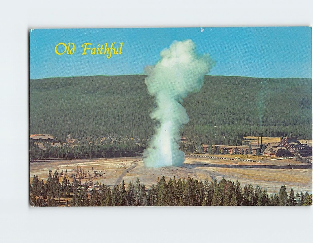 Postcard Old Faithful Geyser Yellowstone National Park Wyoming USA
