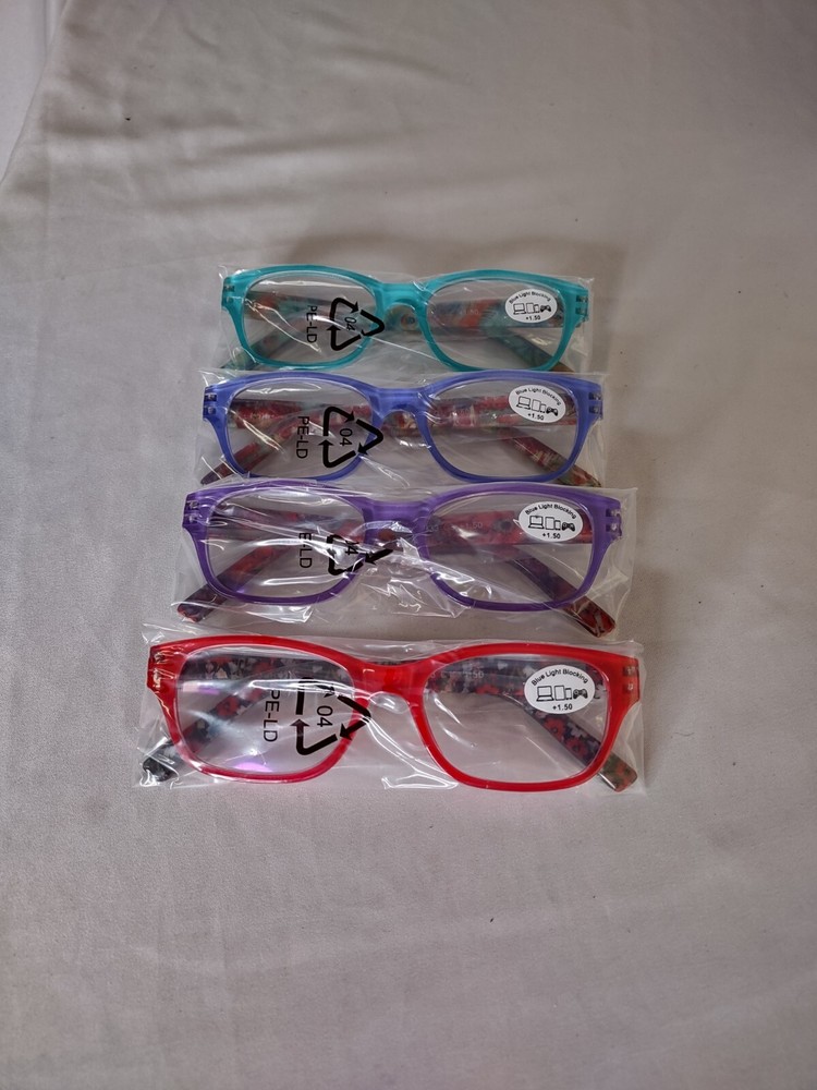 PELOMIC 4-Pack Blue Light Blocking Reading Glasses 1.50 for Anti-Eyestrain