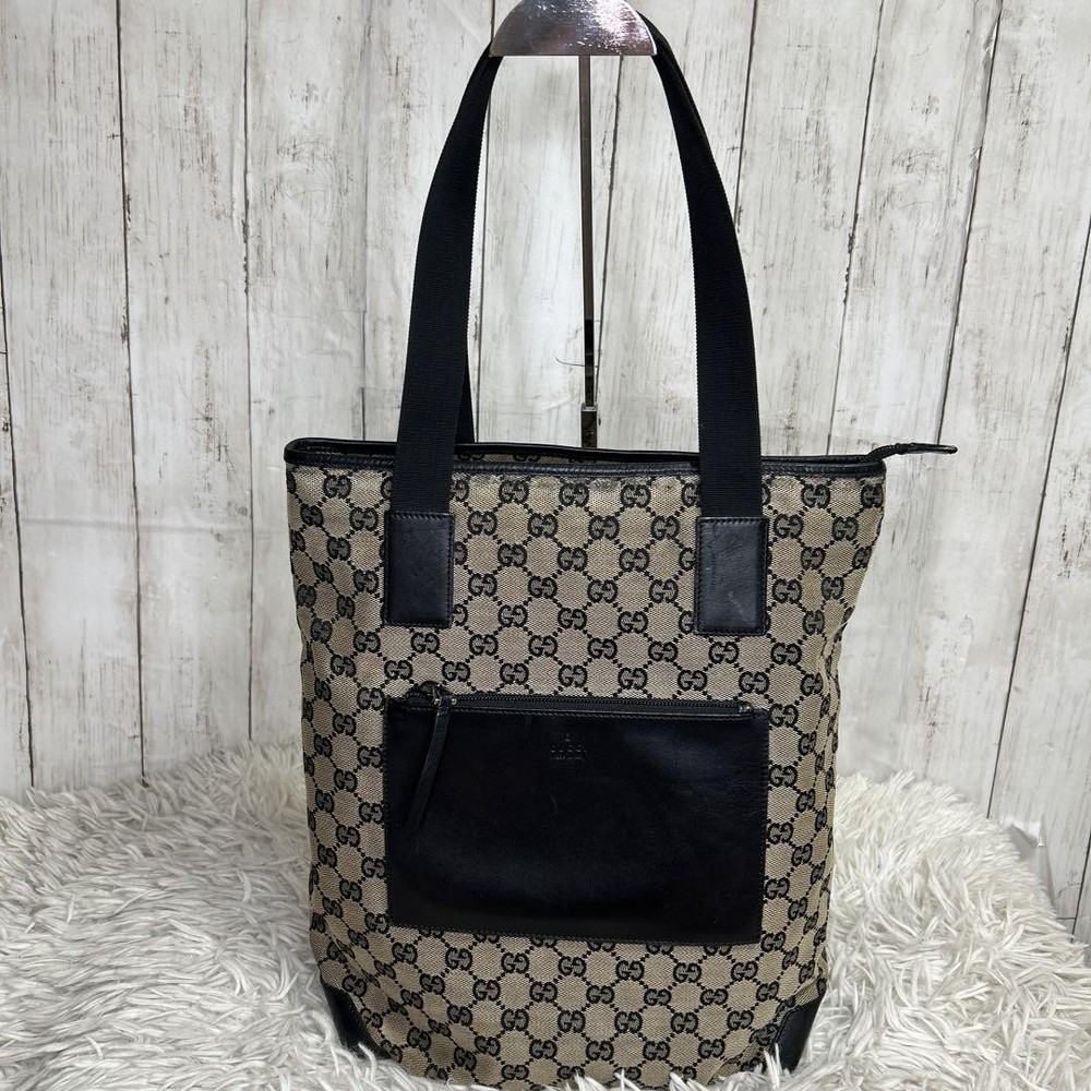 GUCCI GG Canvas Black Tote Bag Authentic G0703354