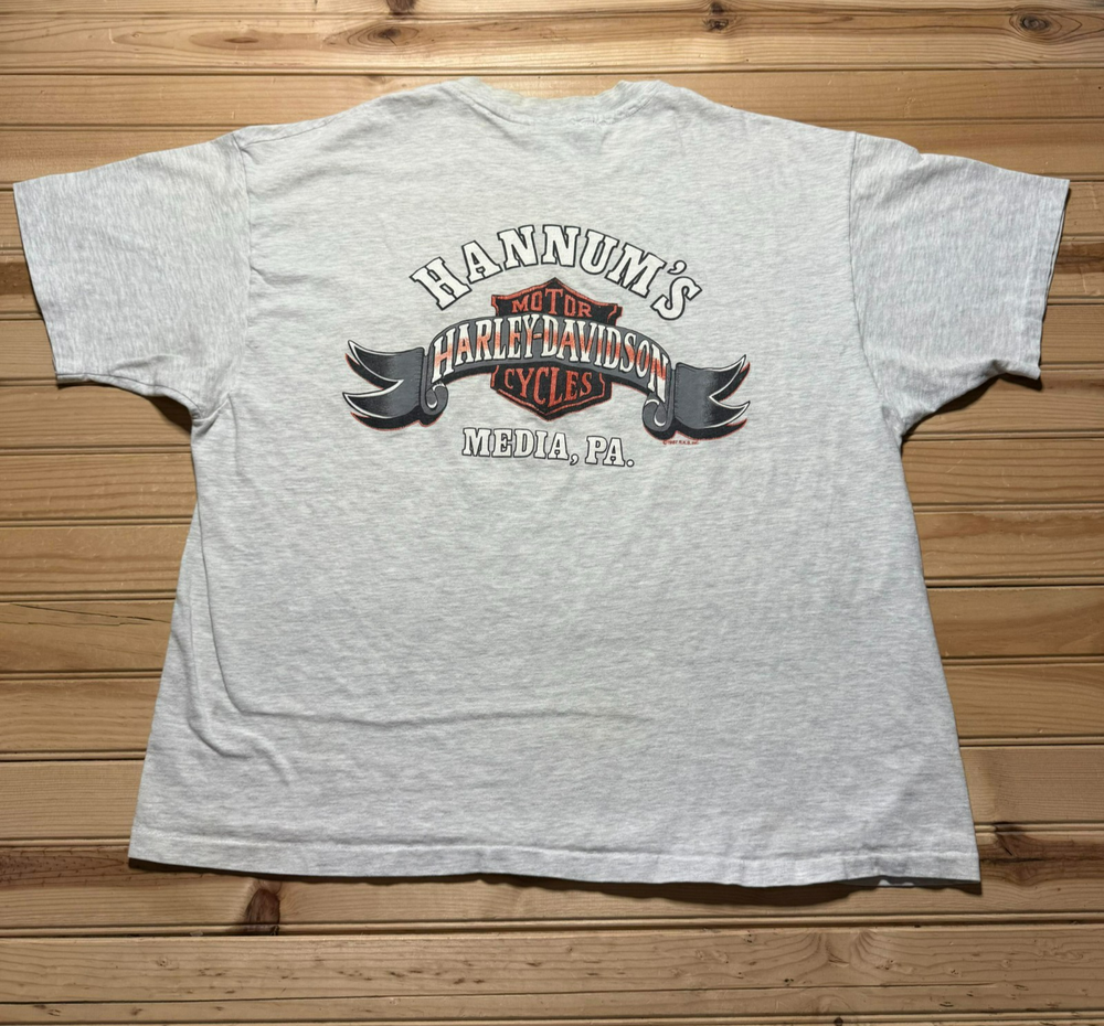 Vintage 80s 90s Harley Davidson Hanmum's Media Borough Pennsylvania Shirt XXL