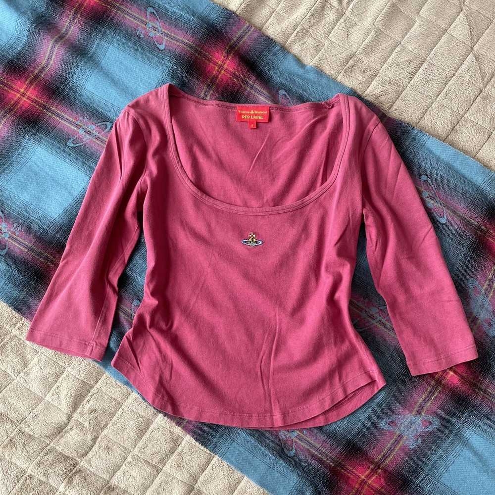 Vivienne Westwood Pink Orb Logo 3/4 Sleeve round neck Top from Japan