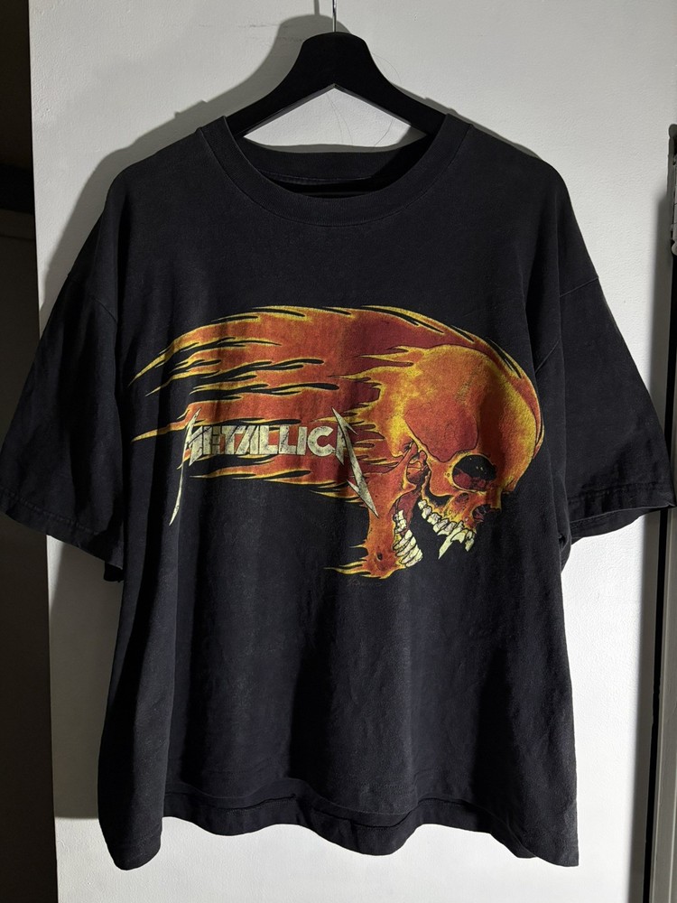 RARE Vintage Metallica Pushead Flaming Skull T Shirt Concert 1994 Tour 90s