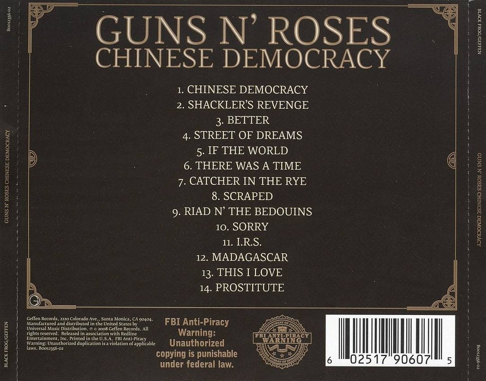 Guns N' Roses Chinese Democracy New Cd