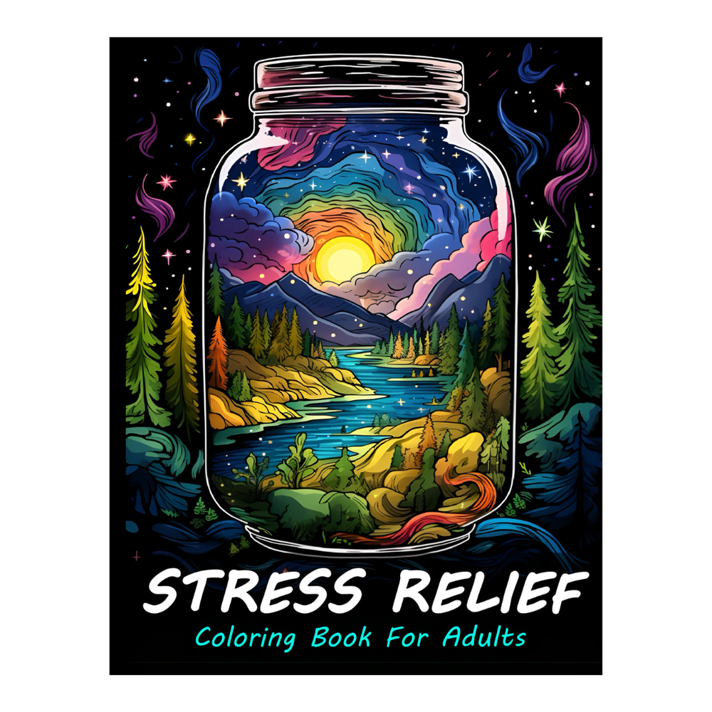 Stress Relief Coloring Book for Adults: Flowers, Landscape, Large Prints, 50 Art