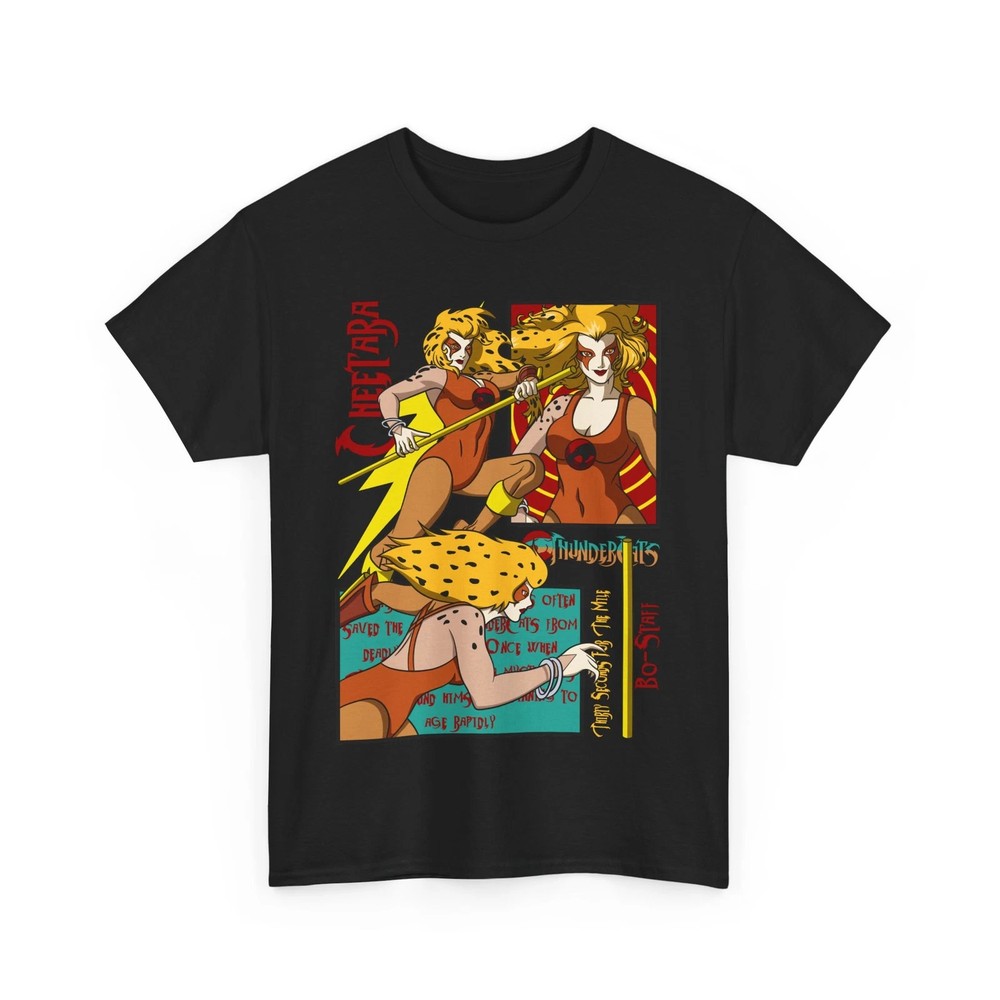 Anime Cheetara ThunderCats Tee, Vintage Cartoon Black T Shirt