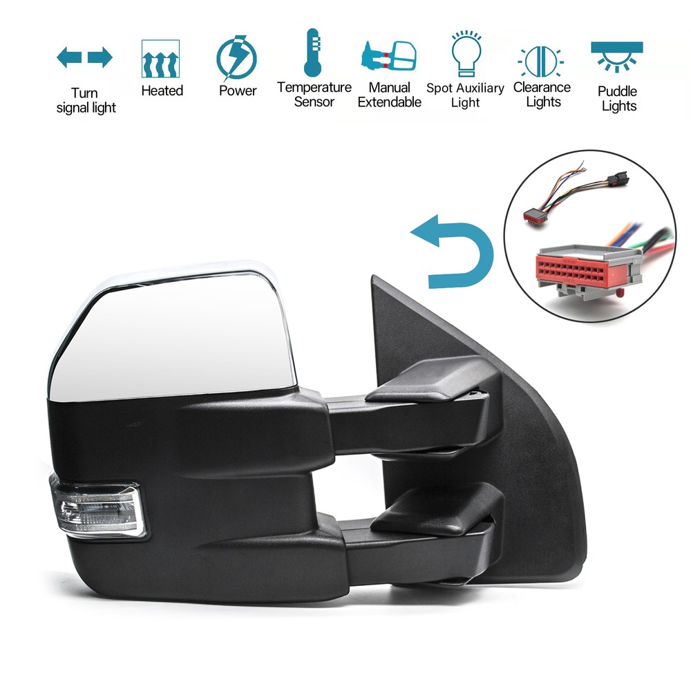 2015-2016 Ford F-150 Right Side Chrome Power Tow Mirror with Turn Signal