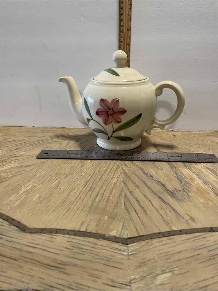 Vintage 1950’s Shawnee Hand Painted Pink Flower Tea Pot. Marked USA