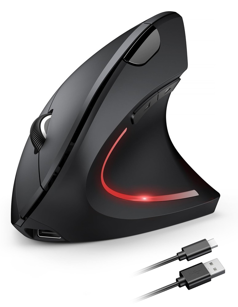 Rechargeable Wireless Ergonomic Mouse Silent Right-Handed 2.4GHz for Carpal Tunnel Relief