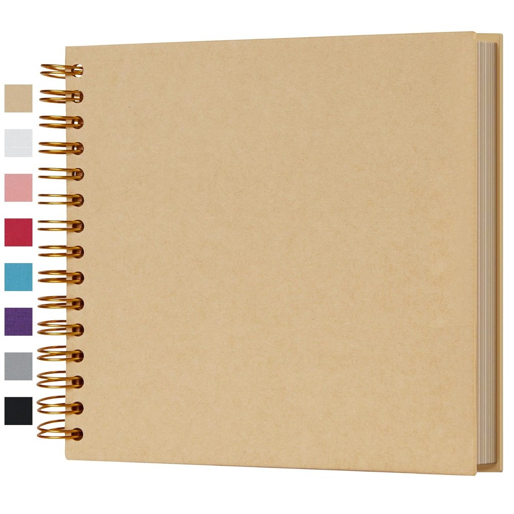 8 x 8 Inch DIY Scrapbook Photo Album 80 Pages Thick Kraft Blank Yellow Paper ...
