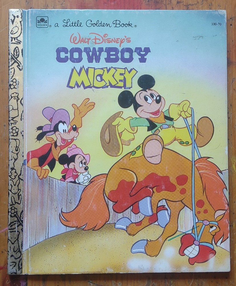 Little Golden Book Walt Disney Cowboy Mickey 1990 HC