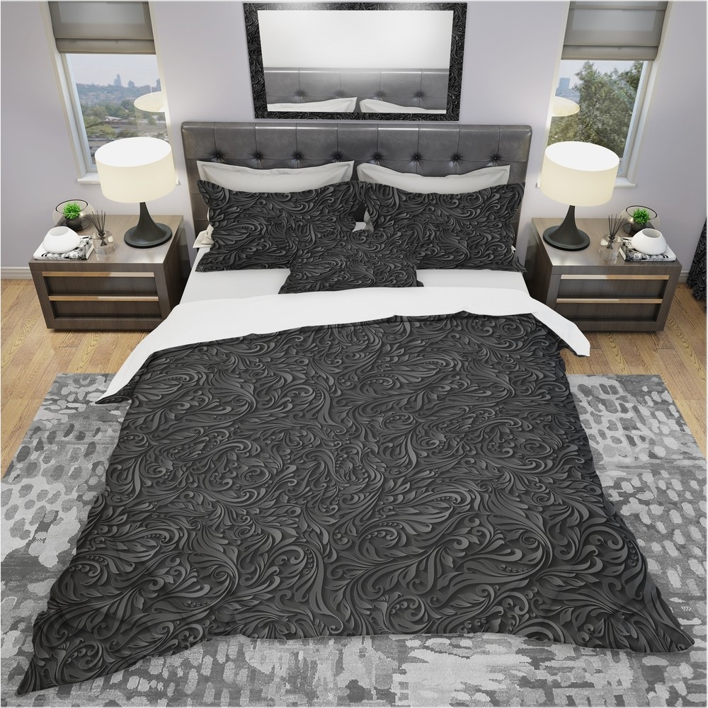 Designart '3D leaves in Shades of Black' Modern &