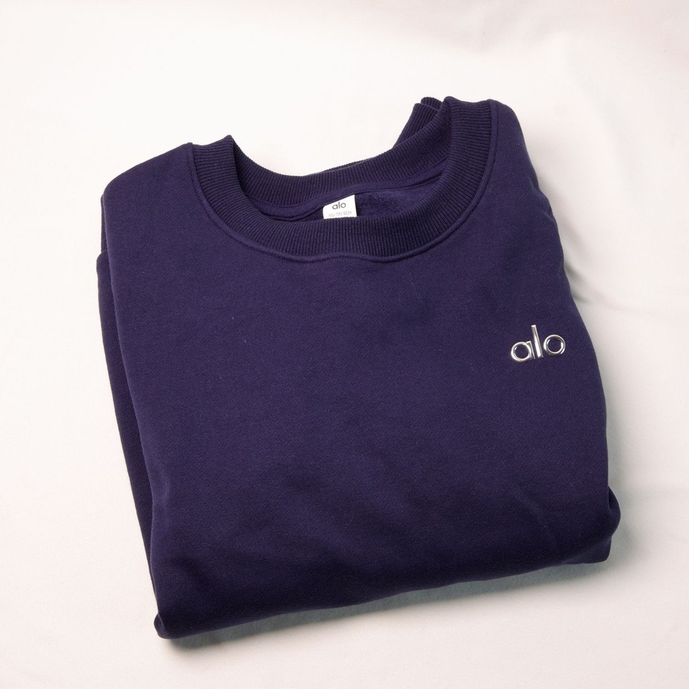 Alo Yoga Accolade Crew Neck Pullover Navy Blue