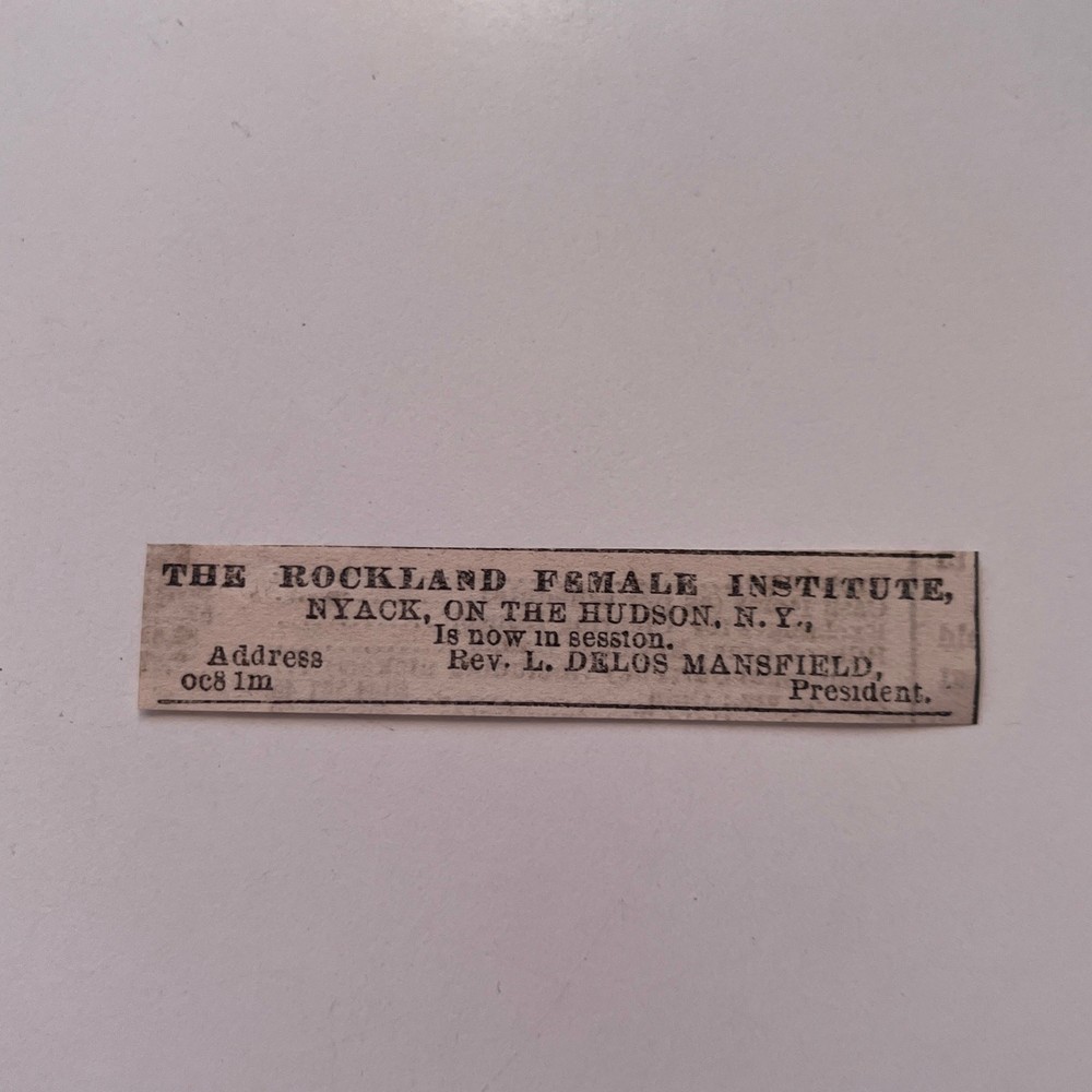 The Rockland Female Inst L Delos Mansfield Hudson NY 1869 NY Clipping SAJ7-S112