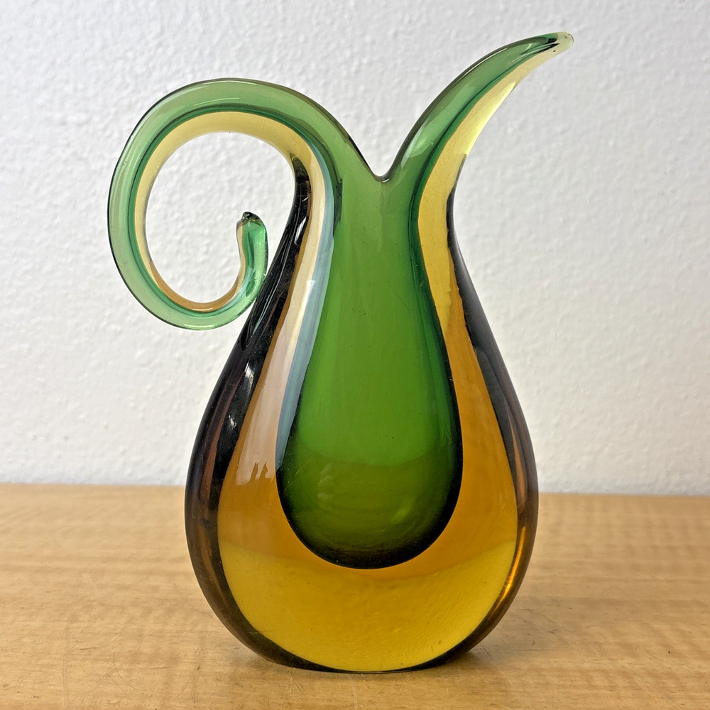 BEAUTIFUL Murano Sommerso Multicolored Teardrop Art Glass Vase HEAVY