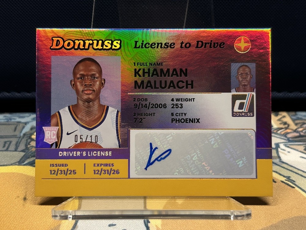 GOLD /10 Auto KHAMAN MALUACH Rookie License to Drive 2025-26 Panini Donruss