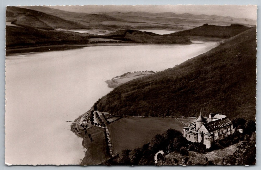 Edersee Castle Lake View Aerial Germany Vintage Real Photo Postcard