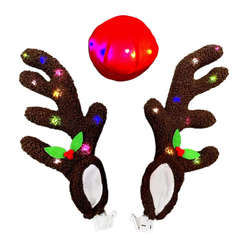 LED Reindeer Antlers Rudolph, Reindeer Antlers on Car, Car Antlers, car kit