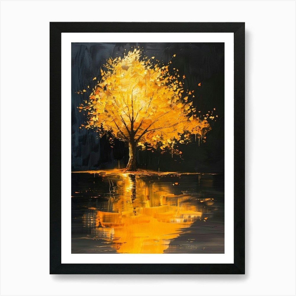 Framed Tree in Water Art Print - Canvas Wall Decor Poster Picture  
