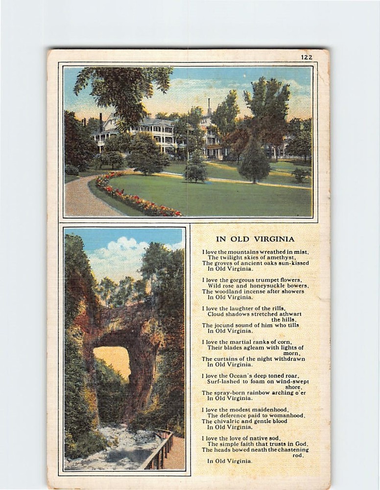 Postcard In Old Virginia Poem Natural Bridge Virginia USA