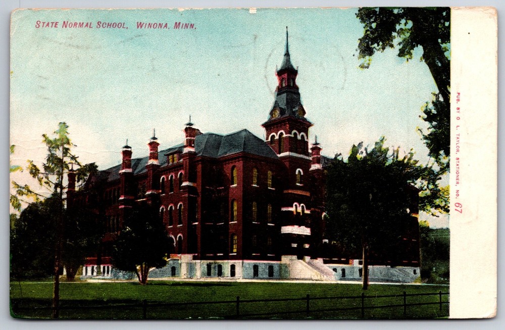 Winona Minnesota~State Normal School Bldg Exterior View~PM 1908~Vintage Postcard