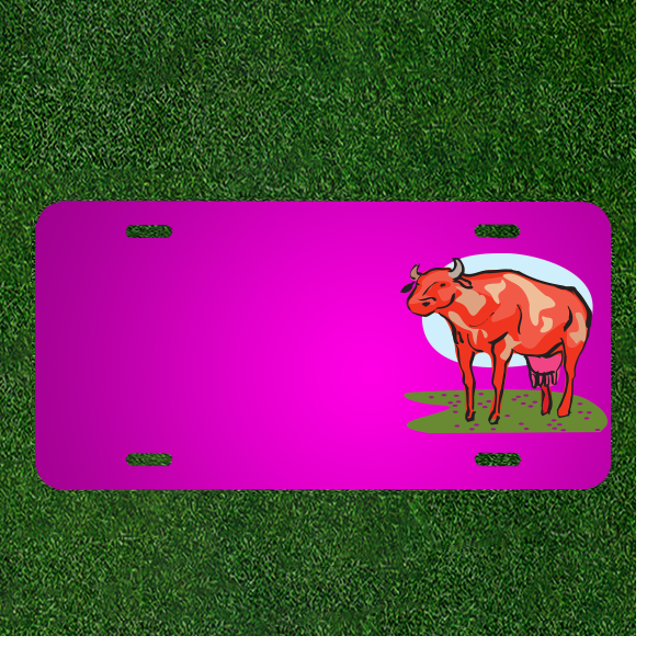 Create a Custom Farm-Themed Car License Plate with Names for Cow Red Barn Decor