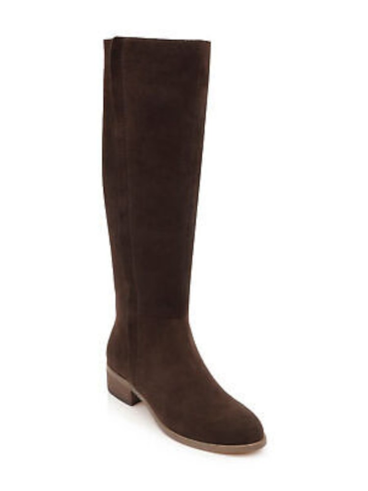 SPLENDID Womens Brown Keaton Round Toe Stacked Heel Leather Riding Boot 6.5