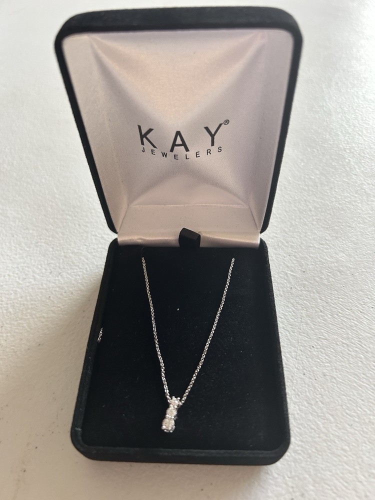 Sterling Silver 925 Infinity Pendant Necklace with Clear Stone by Kay Jewelers
