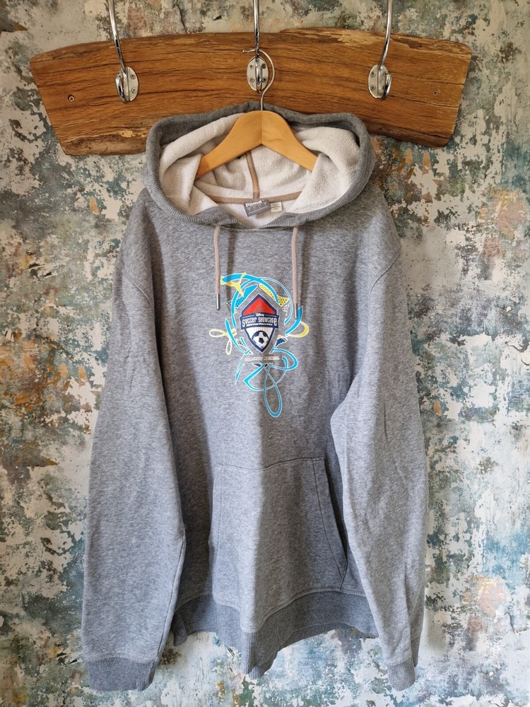 MENS GREY PUMA DISNEY SOCCER SHOWCASE GRAPHIC PRINT COOL SWEATSHIRT HOODIE UK L