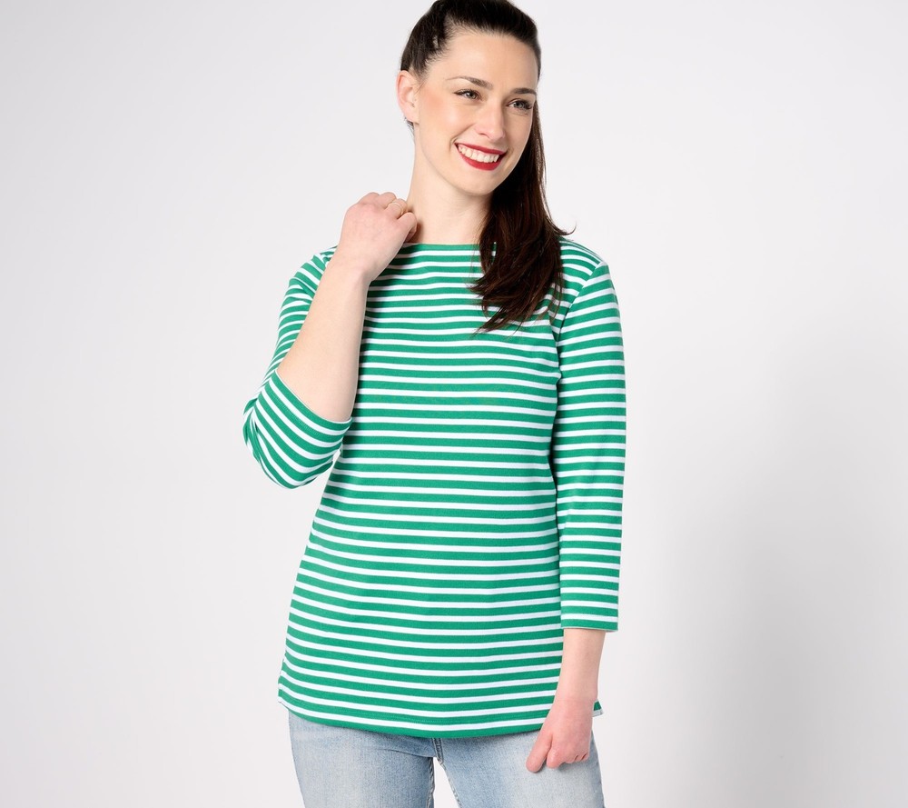 Isaac Mizrahi Live! Women's Top Plus Sz 3X Essential Yarn Dye Green A475369