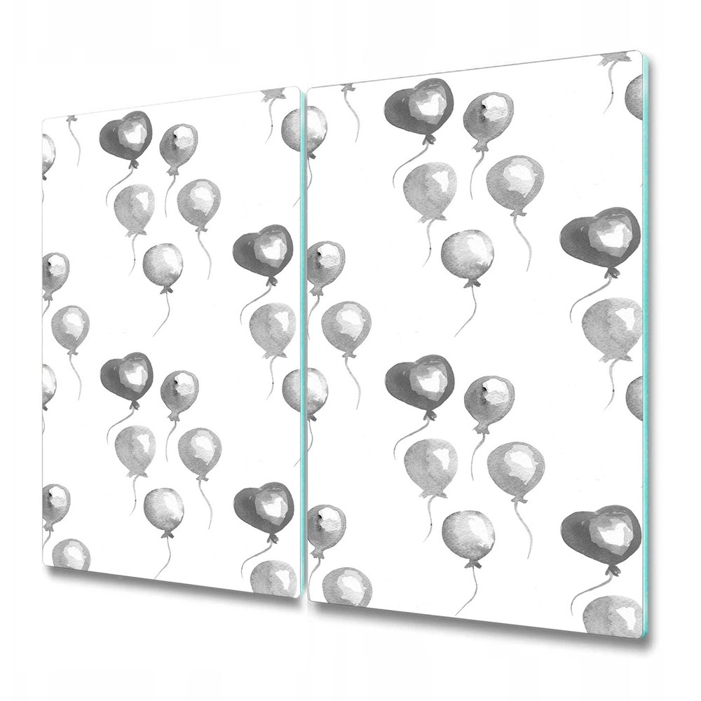 Serving Chopping Board Glass Cover Grey balloons Delicate Design 2x30x52