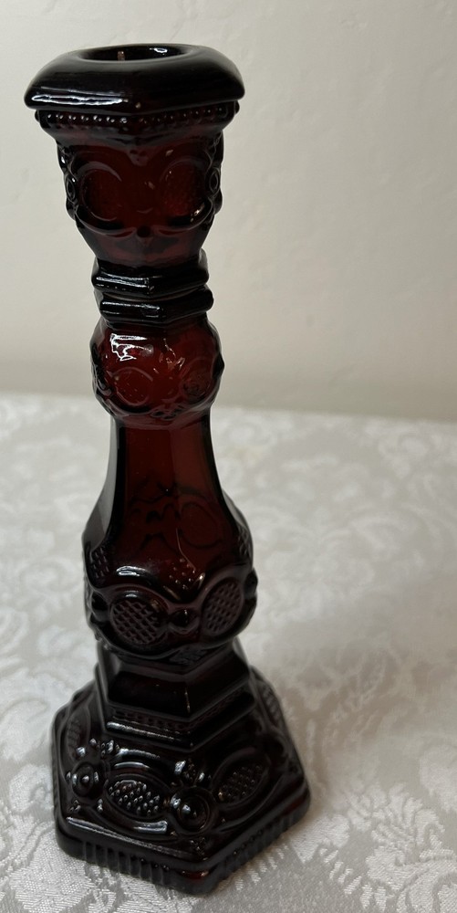 Vintage Avon 1876 Cape Cod Ruby Red Glass Candlestick Holder
