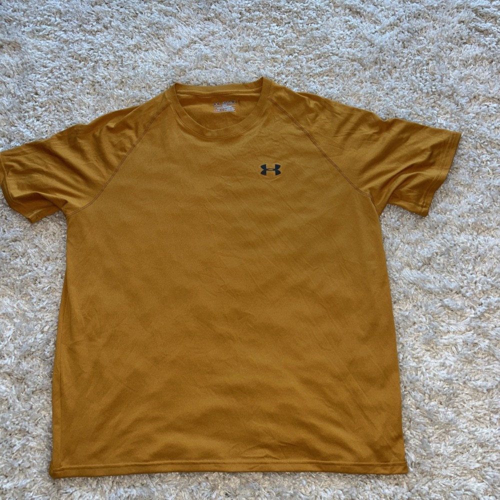Under Armour HeatGear Shirt Mens 2XL Orange Loose Fit Athletic Gym Tee