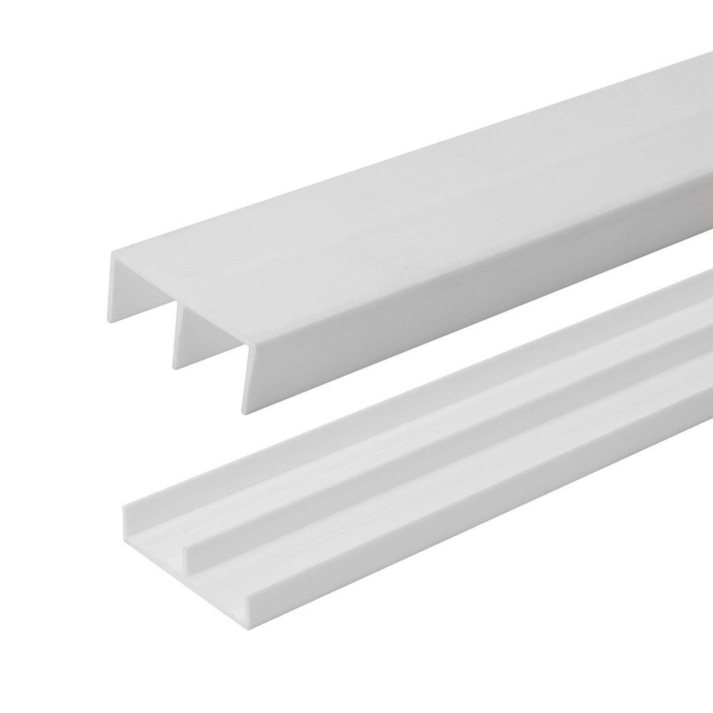 36 Inch Long White Plastic Sliding Door Track Set for 3/4