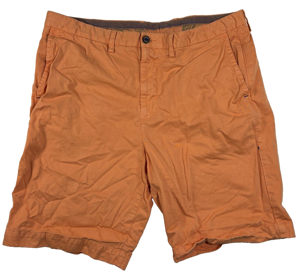 Tommy Bahama Stretch Chino Shorts 9.5 Inseam Flat Front Orange Coastal Mens Size 37.5