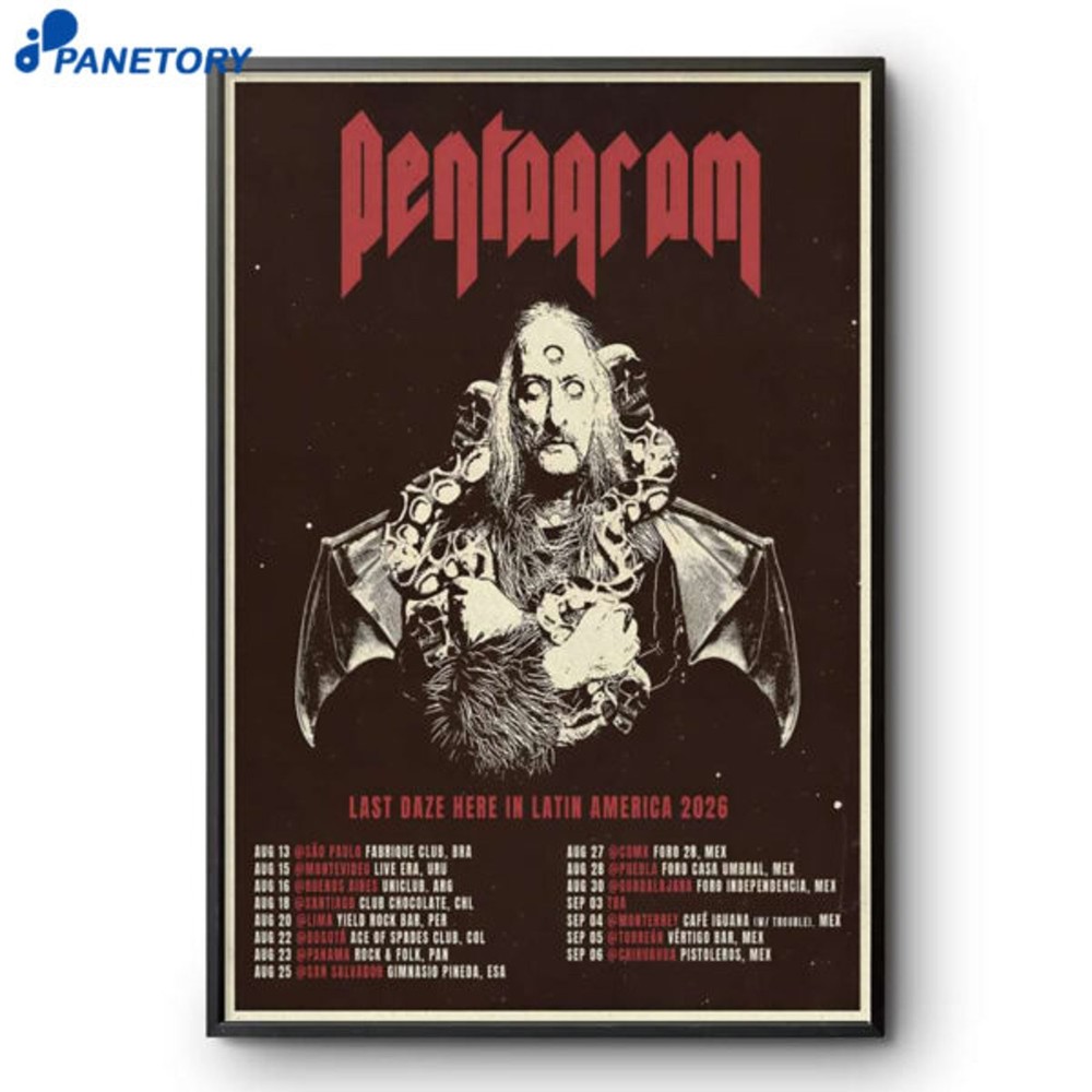 Pentagram Last Daze Here Tour 2026 Poster Reprint Vintage Wall Art Decor