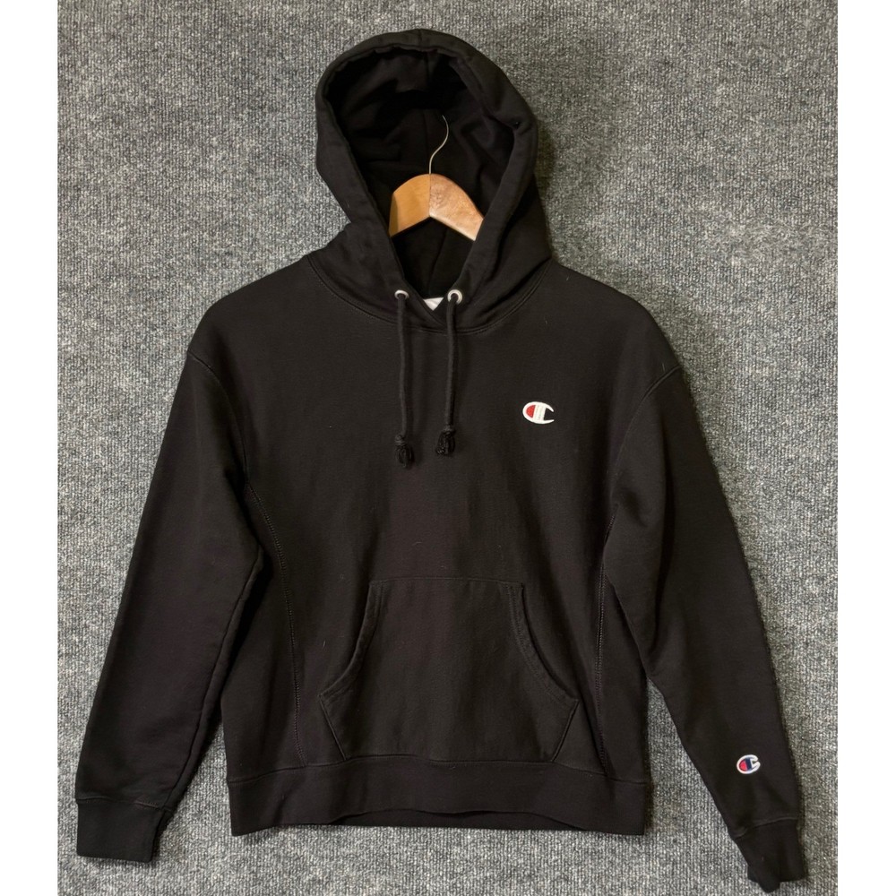 Champion Reverse Weave Women Small Hoodie Black Pullover