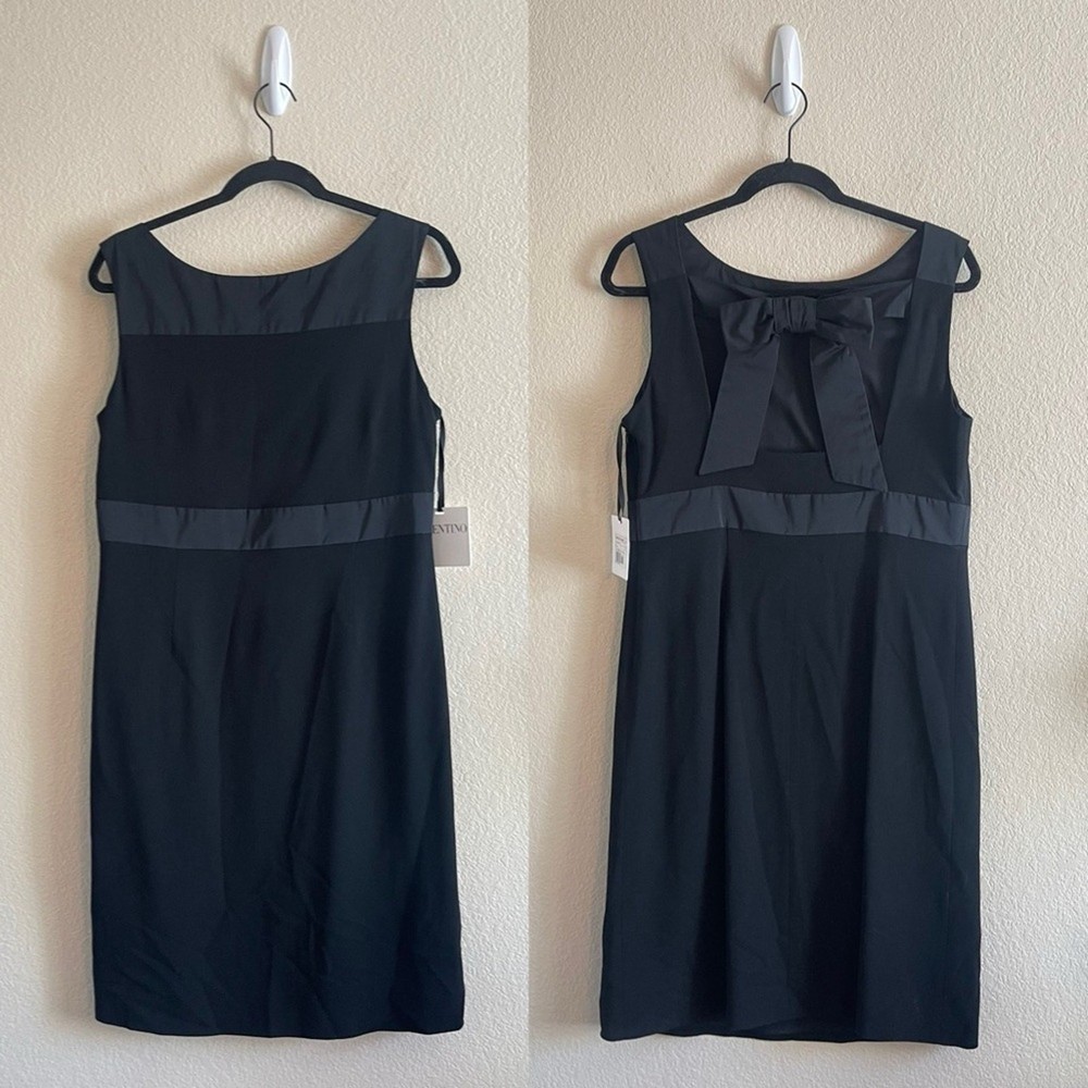 NWT Red Valentino Bow Back Mini LBD Black Wool Blend Dress Womens US Size 8