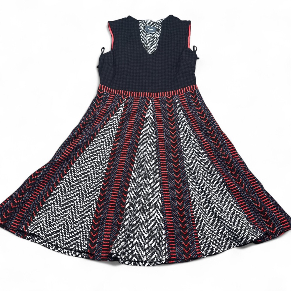 Anthropologie Maeve Carolina Fit Flare Dress Womens Size 10 Red White Black