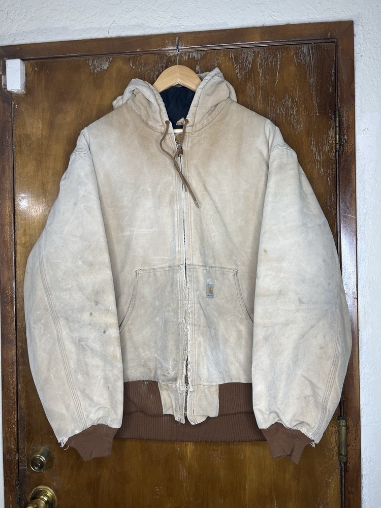 2007 Carhartt Mens J140 Brown Duck Quilt Lined Hood Zip Jacket