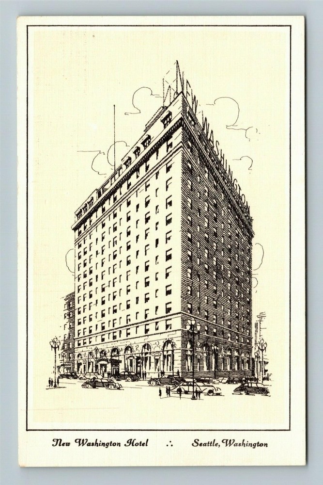 Seattle WA-Washington, New Washington Hotel, Outside, Vintage Postcard
