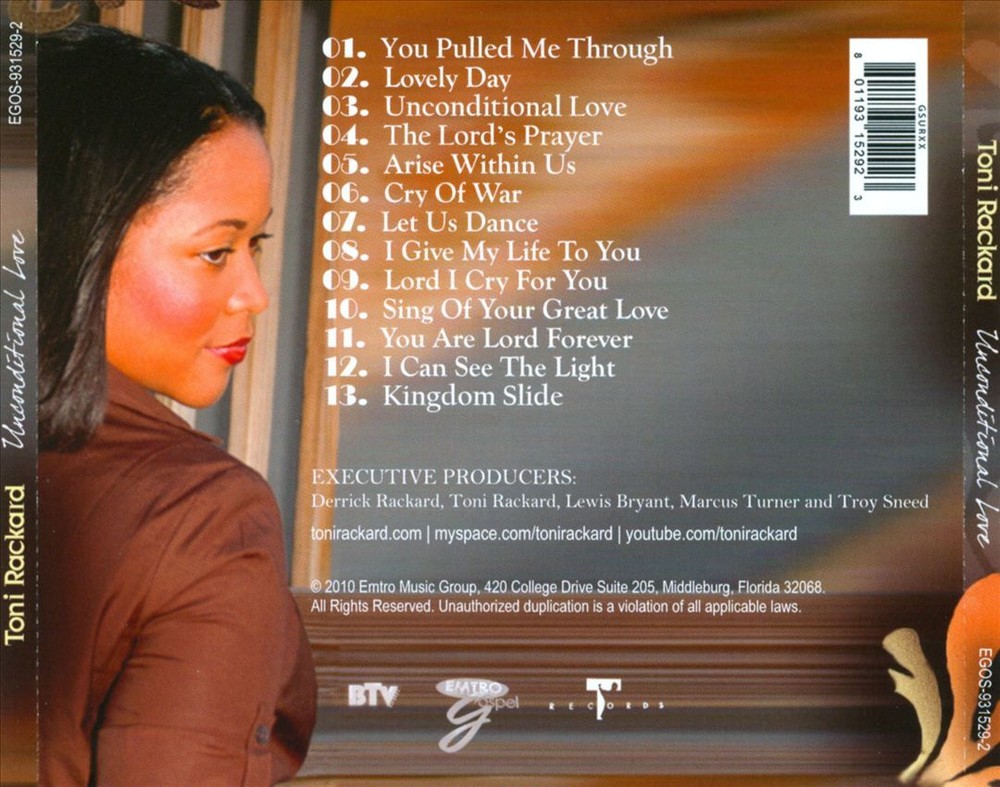 TONI RACKARD UNCONDITIONAL LOVE NEW CD