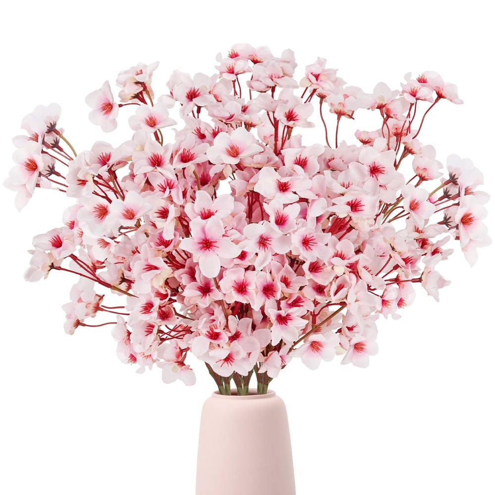 Ruidazon Artificial Cherry Blossom Branches, 6 Pcs Faux Silk Cherry Blossom F...